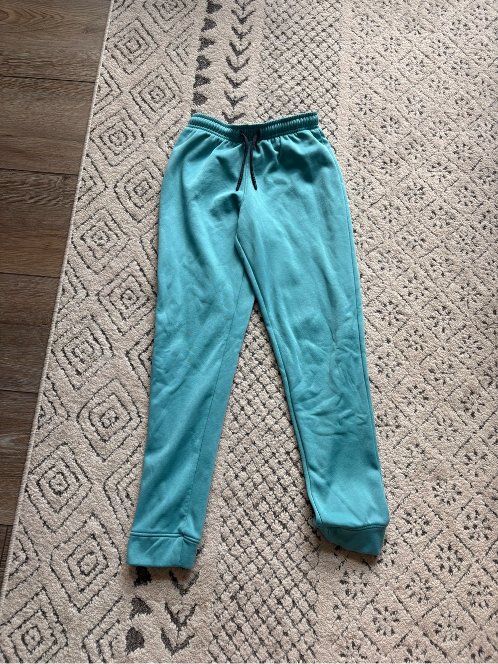 Kids Teal Fleece Joggers with Drawstring Waistband